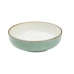 Ensaladera 1Lt 21.5 cm Cermica Verde Borde Marrn Selecta