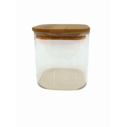 Frasco cuadrado de vidrio con tapa bamb 600ml