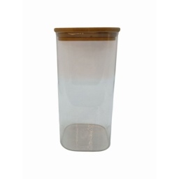 Frasco cuadrado de vidrio con tapa bamb 1200ml