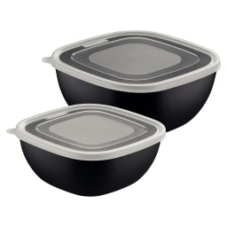 Contenedor Recipiente Set x2 4Lts c/ Tapa Tramontina Negro
