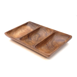 Copetinero rectangular con 3 divisiones 31x20x4 cm Madera Acacia Selecta