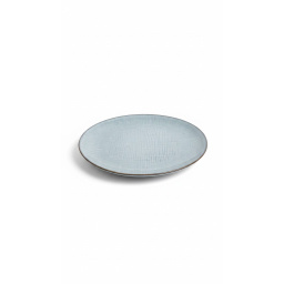 Plato Postre 20 cm Ceramica Gris con Borde