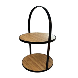 Exhibidor Plato 2 niveles 46 cm x 30 cm Bambu y Metal