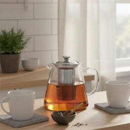 Tetera 950 ml de Vidrio Borosilicato y Acero Inoxidable con Infusor Varenna