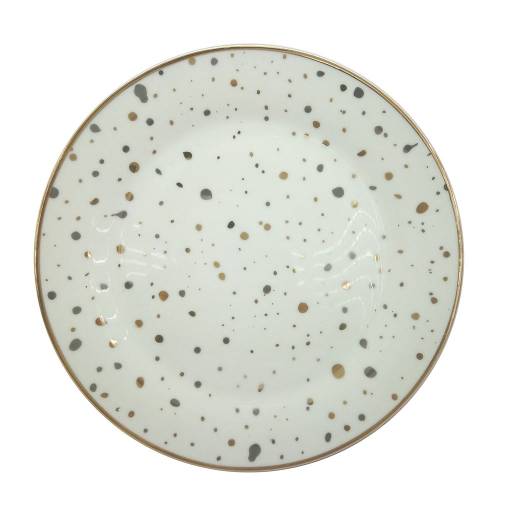 Plato postre lunares dorados 19 cm cermica