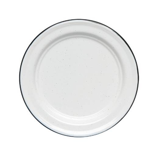Plato de acero vitrificado 26 cm blanco borde negro Cinsa