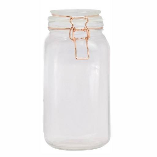Frasco de vidrio 2.2 L 12x11x26 cm Tapa Broche de cobre