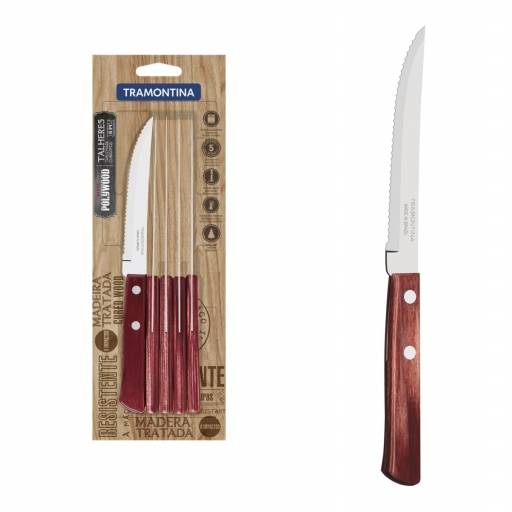 Cuchillo de asado Polywood rojo Tramontina Set x6
